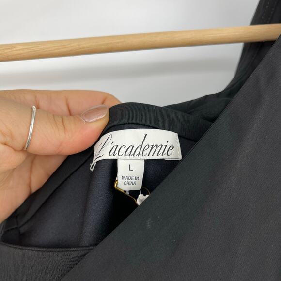 L'Academie by Marianna | NWT Morgane Gown Black Asymmetric One Shoulder Maxi L - Picture 4 of 16